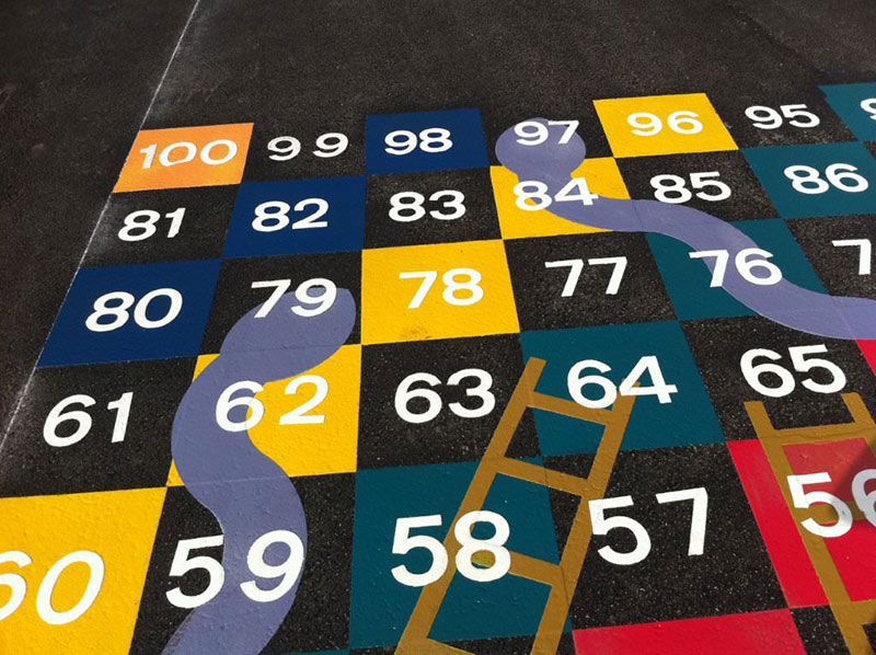 Playground markings for snakes & ladders